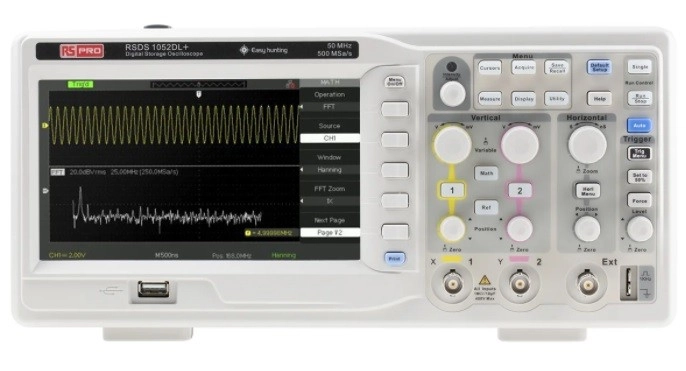 123-6435 - RS PRO RSDS 1052 DL + Bench Digital Storage Oscilloscope, 50MHz, 2 Channels