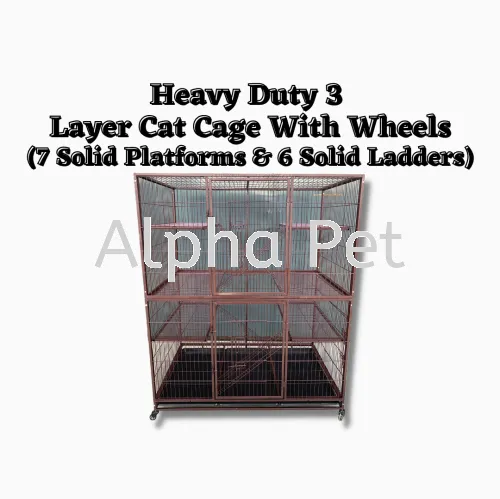 Heavy Duty 3 Layer  Cat Cage With Wheels (7 Solid Platforms & 6 Solid Ladders) (AC7377)