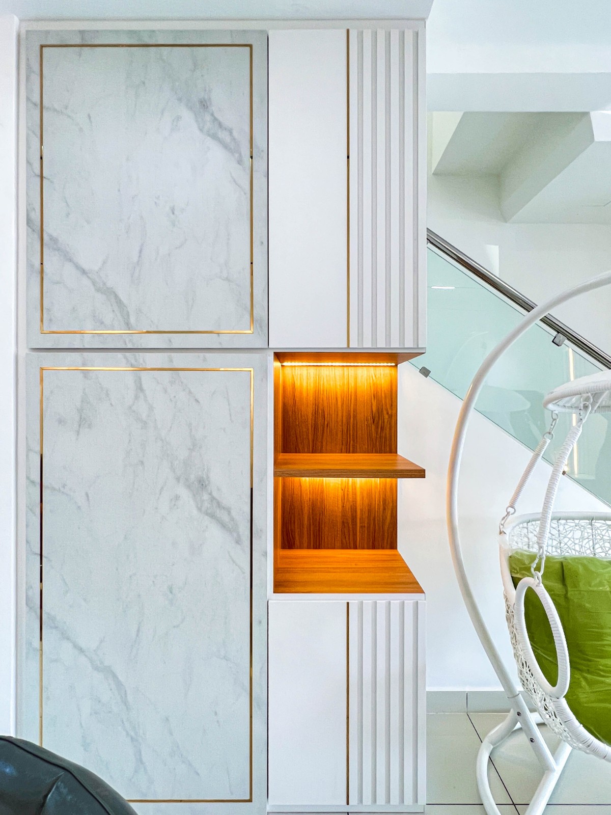 Display Cabinet & Under Stairs Storage Design for Home Workspace/ Working Area - Interior Design Ideas-Renovation-Residential- Eco Summer, Taman Ekoflora, Johor Bahru JB