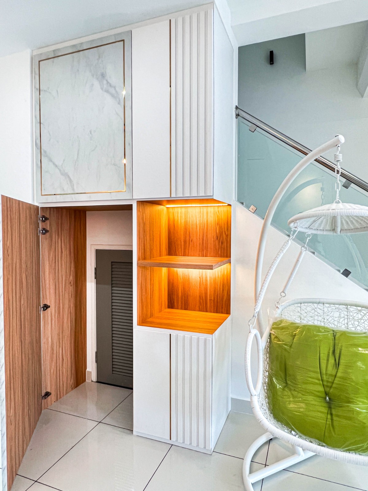 Display Cabinet & Under Stairs Storage Design for Home Workspace/ Working Area - Interior Design Ideas-Renovation-Residential- Eco Summer, Taman Ekoflora, Johor Bahru JB