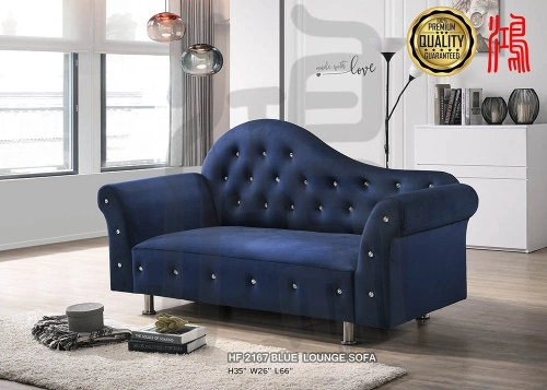 HF 2167 BLUE Flannel Fabric Lounge Sofa