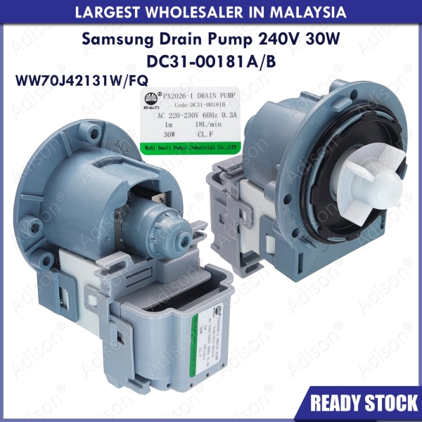 Code: 31110 Samsung Drain Pump DC31-00181A / DC31-00181B For WW70J42131W/FQ Water Pump / Drain Pump Washing Machine Parts Melaka, Malaysia Supplier, Wholesaler, Supply, Supplies | Adison Component Sdn Bhd