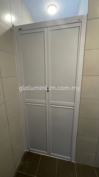 powder coated white + aluminium composite panels white @jalan fauna 2b/5,Rimbayu Bi- Fold Door Selangor, Malaysia, Kuala Lumpur (KL), Cheras Supplier, Installation, Supply, Supplies | GL GLASS & ALUMINIUM TRADING