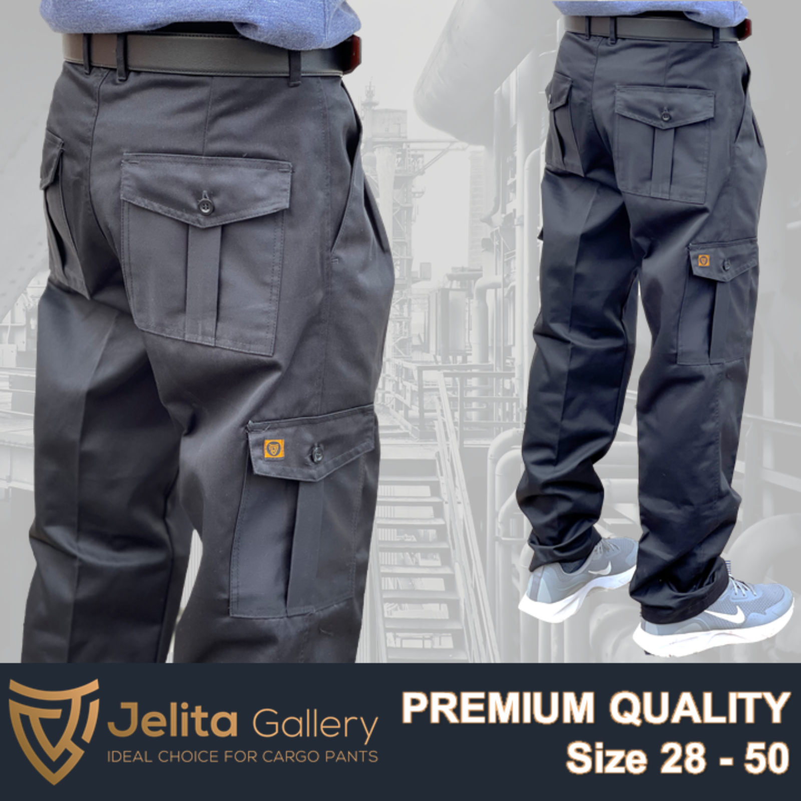 PREMIUM Cargo Pants 6 Pocket Straight Cut Seluar Kerja Pocket Kain Tebal Lembut 6 Pocket