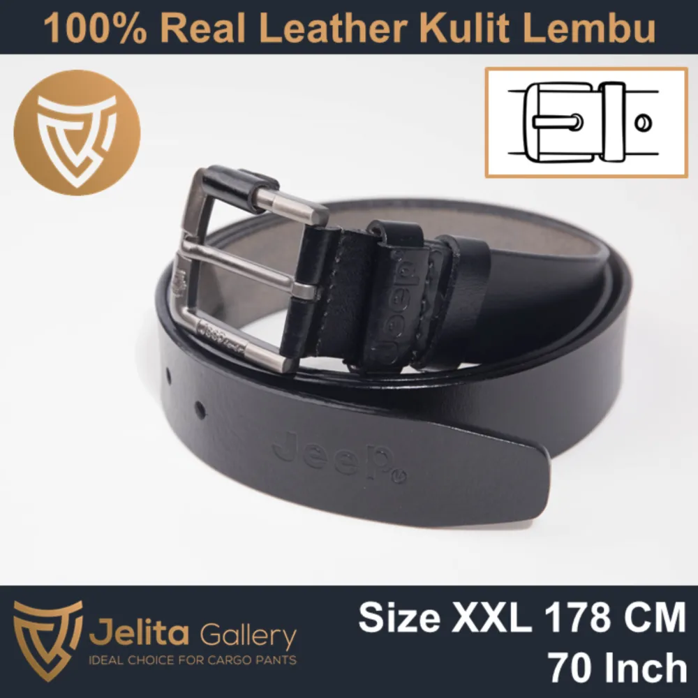 100% Real Leather Men's Belt Plus Size Single Buckle