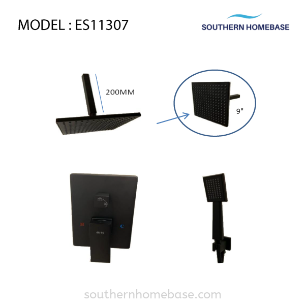 BATHROOM WALL 2 WAY CONCEALED SHOWER MIXER BLACK ELITE ES11307 Shower Bathroom Johor Bahru (JB) Supplier, Supply | Southern Homebase Sdn Bhd