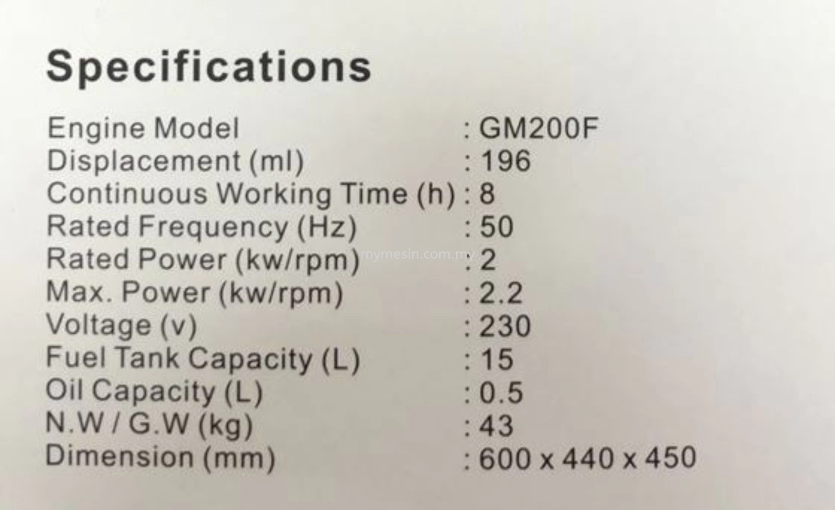 Mazuki 3.0kW Gasoline Engine Generator Set