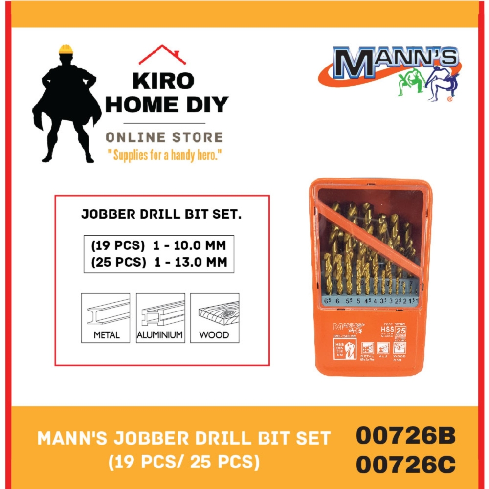 MANN'S Jobber Drill Bit Set (19 PCS/ 25 PCS) - 00726B/ 00726C