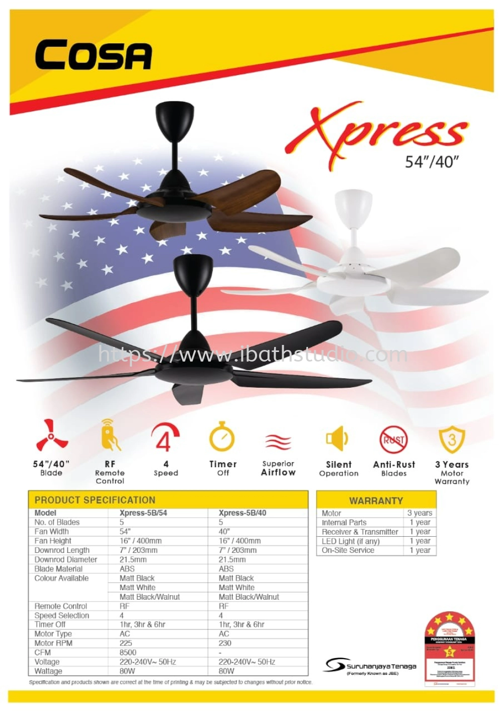 ALPHA COSA Xpress-5B/40 CEILING FAN