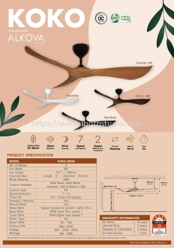 ALPHA Alkova  KOKO 56 Inch CEILING FAN 