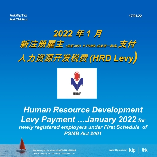 HRDF Levy 2022 for *newly* registered employers