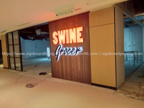 swine grocer 3d led frontlit lettering indoor shopping mall signage signboard at klang kuala lumpur shah alam puchong 3D BOX UP LETTERING SIGNBOARD Klang, Malaysia Supplier, Supply, Manufacturer | Great Sign Advertising (M) Sdn Bhd