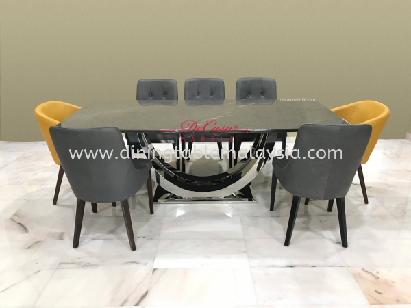 Modern Grey Marble Dining Table | Pietra Grey | 8 Seaters Marble Dining Table Malaysia, Selangor Supplier, Wholesaler | DeCasa Marble Sdn Bhd