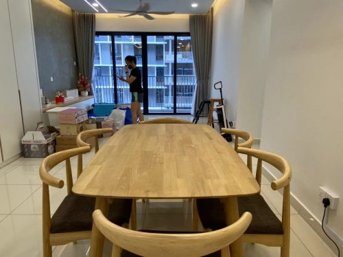 Muji design simple dinning table vertu batu kawan suasana solid wood offer bandar carcia ikea furniture shop nearby | Cafe Furniture