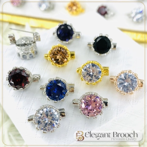 Elegant Brooch Korea Premium Brooch Batu Zircon 10mm Kerongsang Dagu Hijab -CZ3040