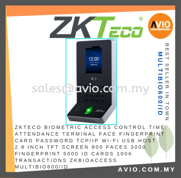 ZKTeco Door Access Control Time Attendance Face Fingerprint Password RFID ID EM Card TCP/IP WIFI USB Host MultiBio600/ID ZKTECO Johor Bahru (JB), Kempas, Johor Jaya Supplier, Suppliers, Supply, Supplies | Avio Digital