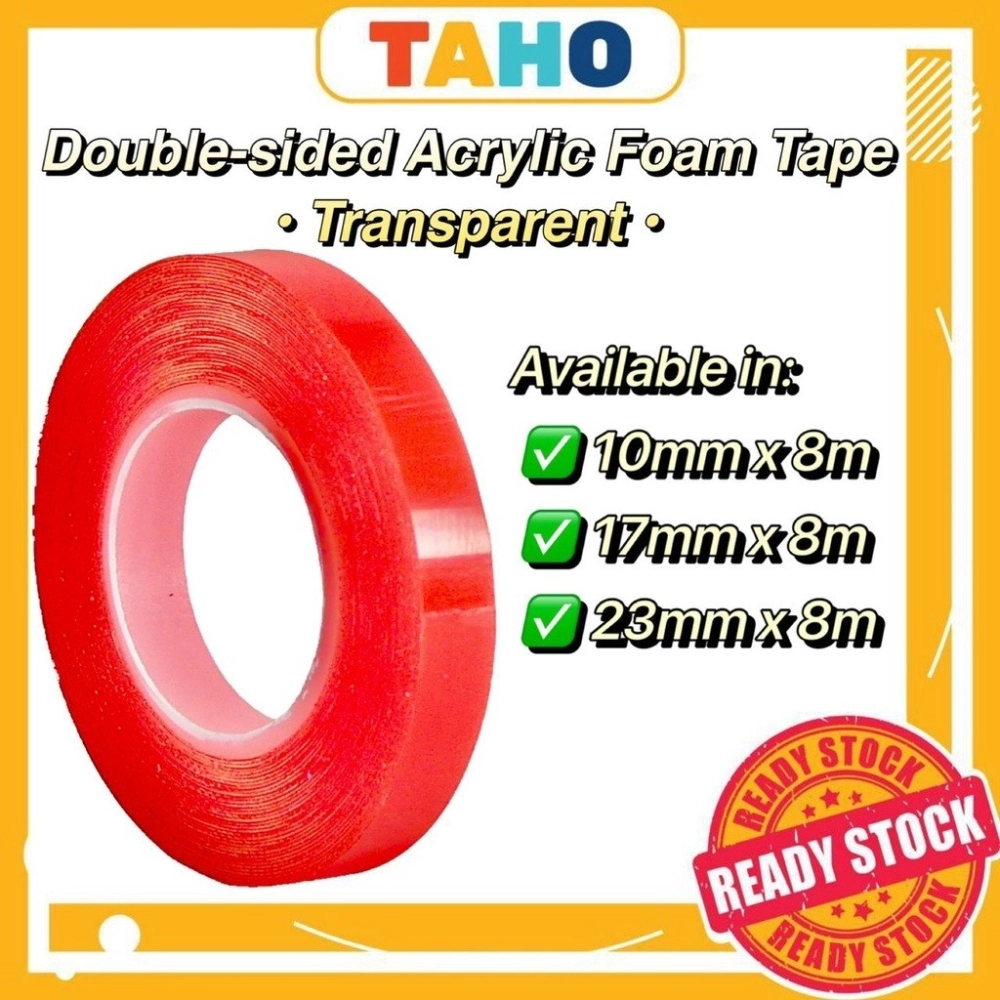 Double Sided Tape 10mm / 17mm / 23mm Strong & Powerful Adhesive Acrylic 