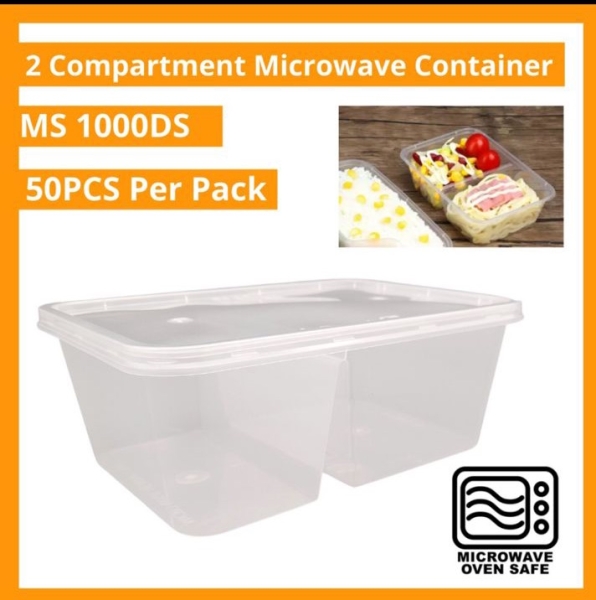 1000 DS Two ( 2 ) Compartment Rectangular Plastic Disposable Food Container [ 50sets ] T1000DS 1000ml Compartment Food Container  Johor, Malaysia, Batu Pahat Supplier, Suppliers, Supply, Supplies | BP PAPER & PLASTIC PRODUCTS SDN BHD