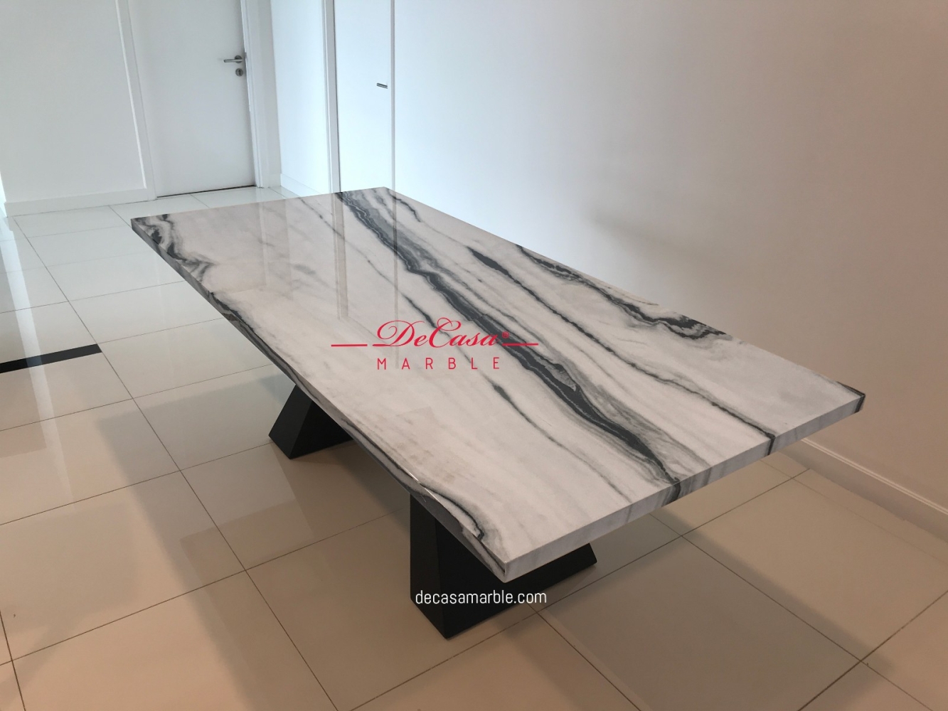 Luxury White Marble Dining Table | Panda White | 6-8 Seaters