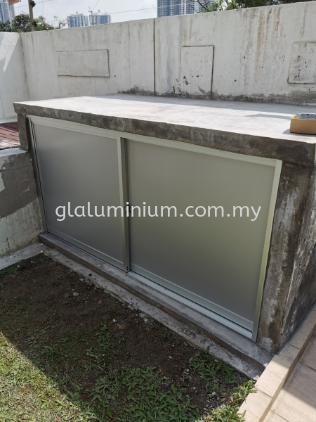 aluminium silver + aluminium composite panels silver  aluminiun Cabinet sliding door Selangor, Malaysia, Kuala Lumpur (KL), Cheras Supplier, Installation, Supply, Supplies | GL GLASS & ALUMINIUM TRADING