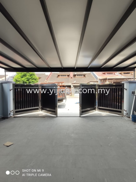 Steel Main Gate Folding Gate Main Gate Stainless Steel Works Johor Bahru (JB), Gelang Patah, Malaysia, Taman Pelangi Service, Contractor | Yijia Iron Steel Engineering Sdn Bhd