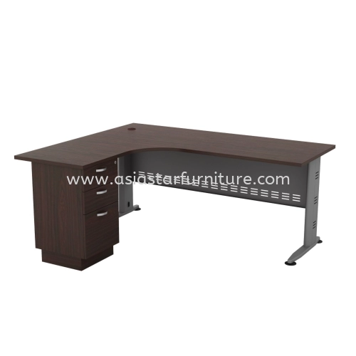 QAMAR 5 FEET L-SHAPE OFFICE TABLE WITH FIXED PEDESTAL 3D AQL1515-3D