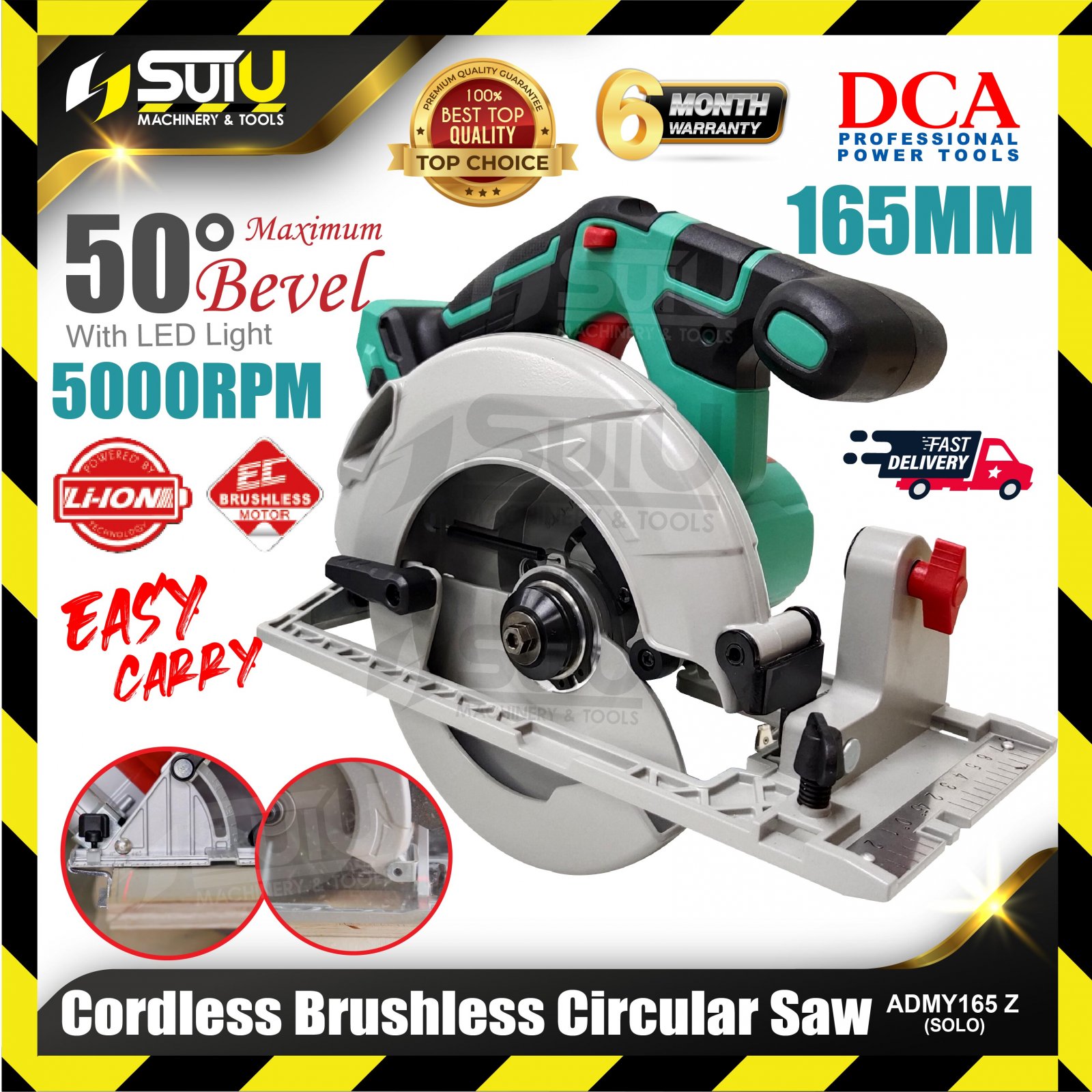 DCA ADMY165 ADMY165Z 165MM 50 Cordless Brushless Circular Saw