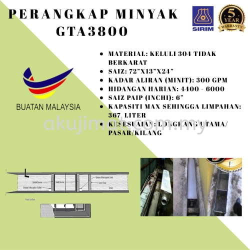 Perangkap Minyak GTA3800 - Drain Grease Trap