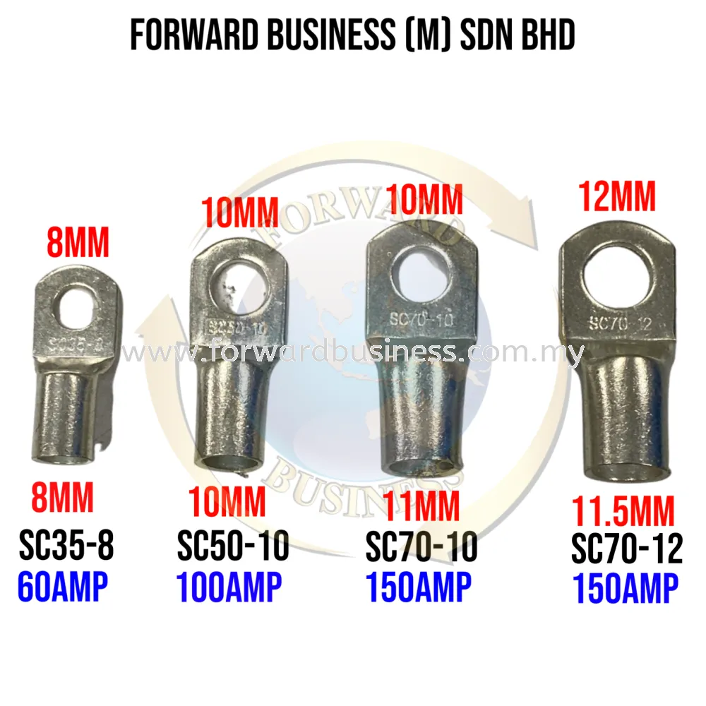 Cable Lug SC Series Tinned Copper Cable Lug Wire Connector Battery Terminal Battery Cable 60Amp/100Amp/150Amp