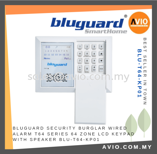 Bluguard Security Burglar Wired Alarm T64 Series 64 Zone LCD Keypad with Speaker BLU-T64-KP01 Wired Alarm BLUGUARD Johor Bahru (JB), Kempas, Johor Jaya Supplier, Suppliers, Supply, Supplies | Avio Digital