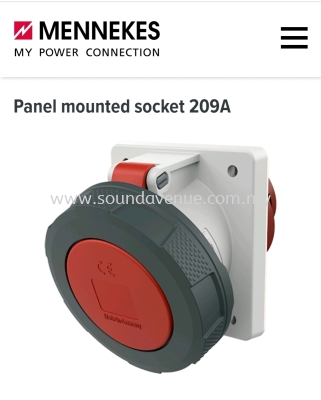 Mennekes Panel Mounted Socket 209A, 63A5P IP67