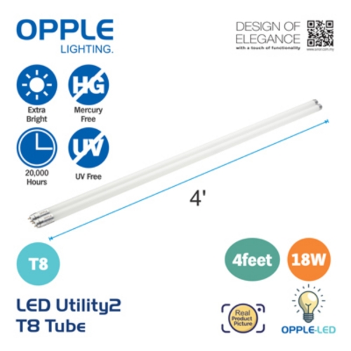 OPPLE LIGHTING OP-T8-U2A-18W LED UTILITY2 T8 TUBE 4 FEET