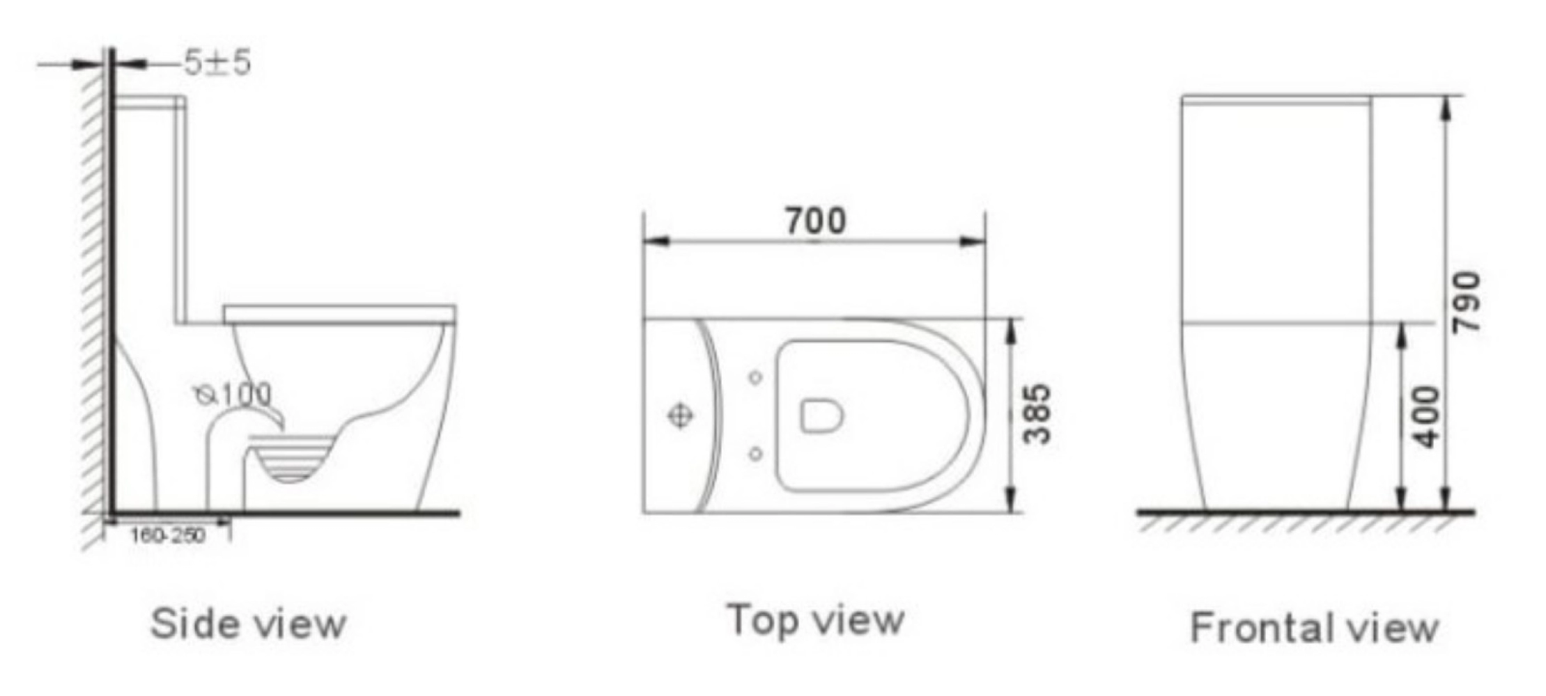 INS6035 - BRESCIA One Piece Wash Down Water Closet 