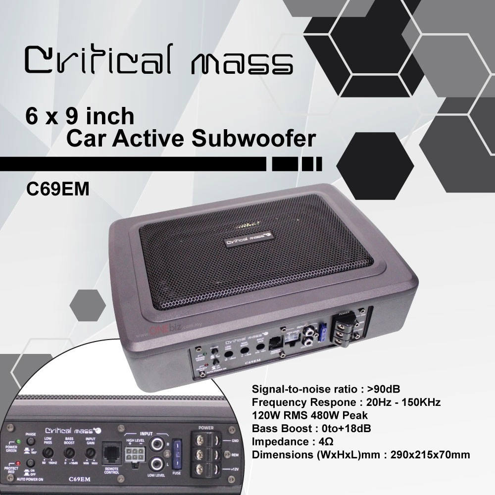 Critical Mass 6x9 inch Active Subwoofer C69EM