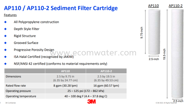 3M AP110/AP110-2 Sediment Filter 3M Water Purification Johor Bahru (JB), Malaysia, Senai Supply Suppliers Manufacturer | Ecom Marketing Sdn Bhd