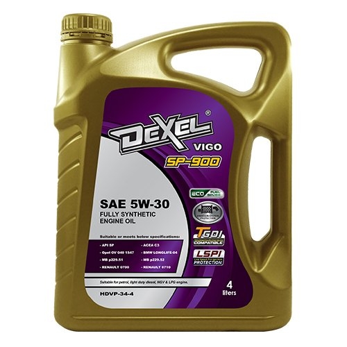 Dexel Vigo SP-900 SAE 5W-30  HDVP-34-4 (4L) HARDEX DEXEL VIGO SP-900 SERIES FULLY SYNTHETIC ENGINE OIL PETROL & LIGHT DUTY DIESEL ENGINE OIL - DEXEL SERIES LUBRICANT PRODUCTS Pahang, Malaysia, Kuantan Manufacturer, Supplier, Distributor, Supply | Hardex Corporation Sdn Bhd