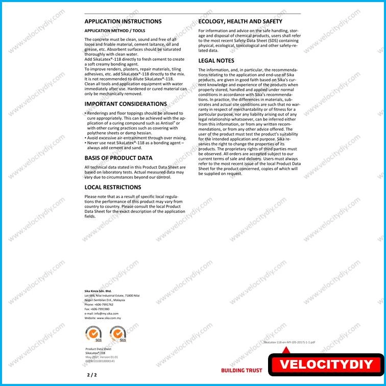 SikaLatex-118 Water-resistant polymer bonding agent and mortar-strengthening additive