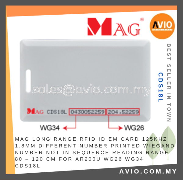 MAG Long Range RFID ID EM 125KHz Guard House Door Access Card 80-120cm Different Number Printed for AR200U Reader CDS18L MAG Johor Bahru (JB), Kempas, Johor Jaya Supplier, Suppliers, Supply, Supplies | Avio Digital