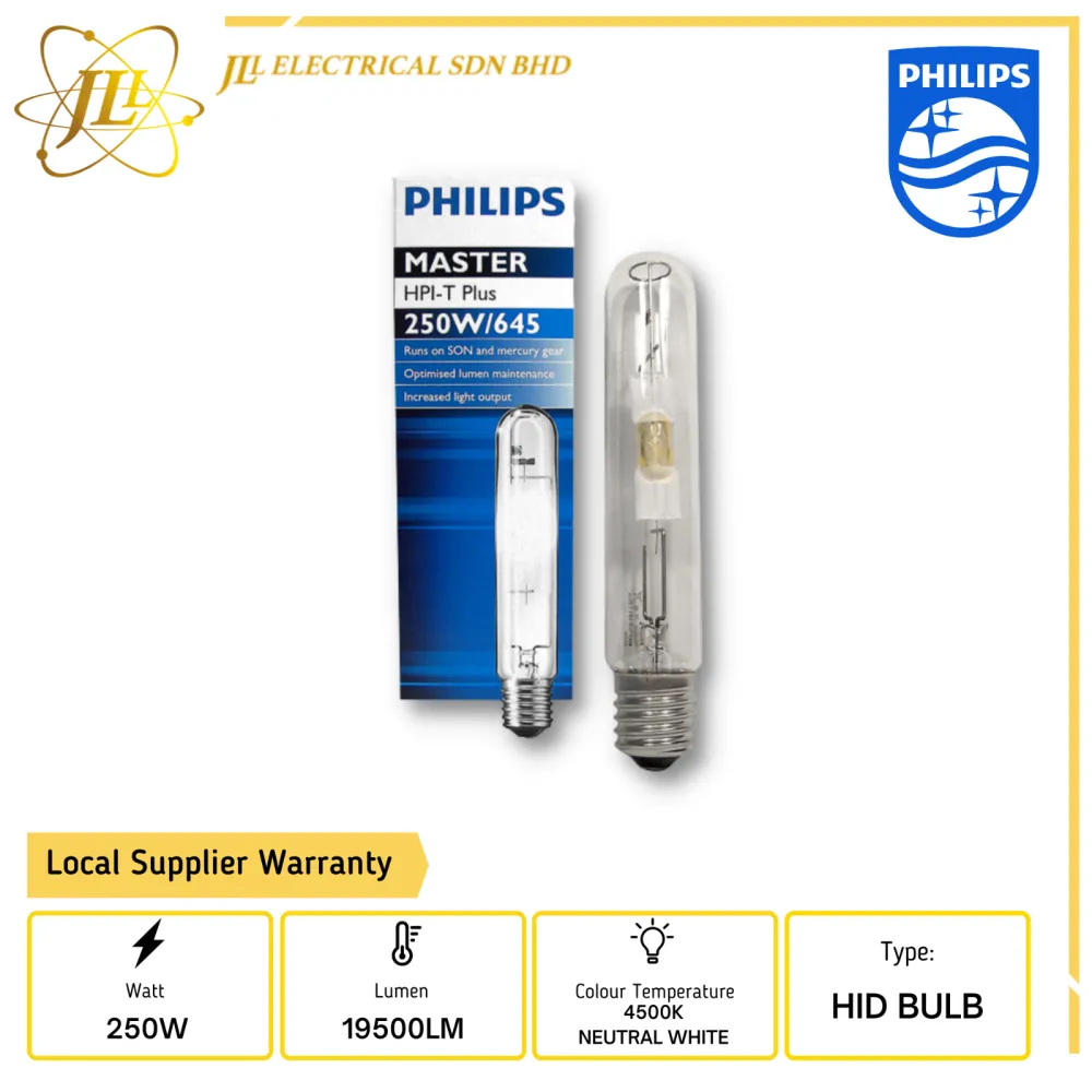 PHILIPS MASTER HPI-T PLUS 250W/645 E40 HID TUBE 928481300098