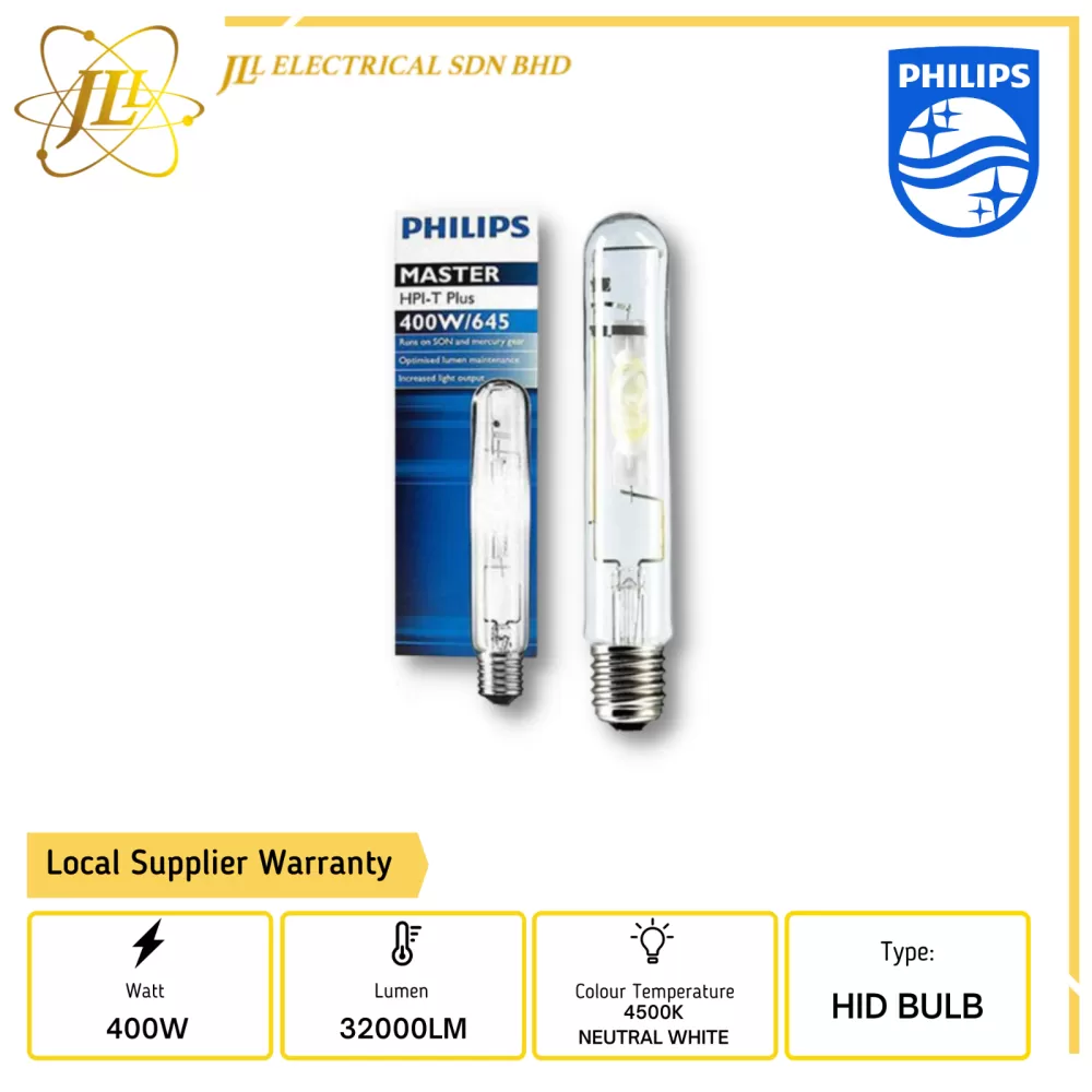 PHILIPS MASTER HPI-T PLUS 400W/645 E40 HID TUBE 928481600096 Kuala Lumpur  (KL), Selangor, Malaysia Supplier, Supply, Supplies, Distributor | JLL  Electrical Sdn Bhd