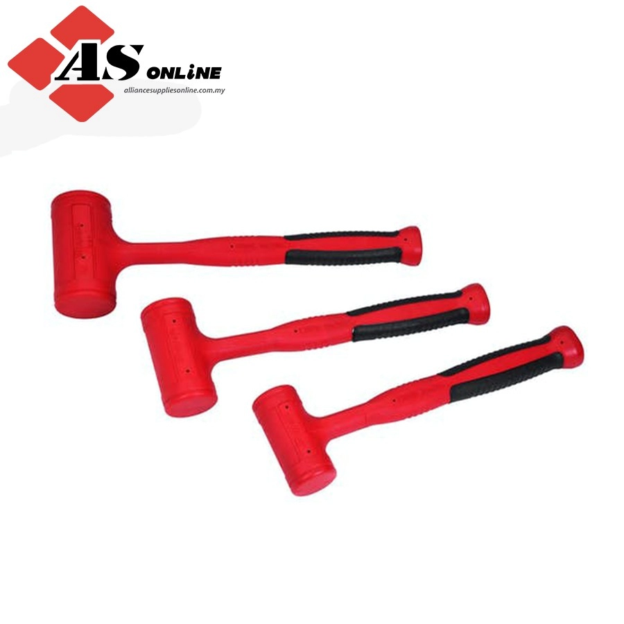 SNAP-ON 3 pc Soft Grip Dead Blow Hammer Set (Red) / Model: HBFE103