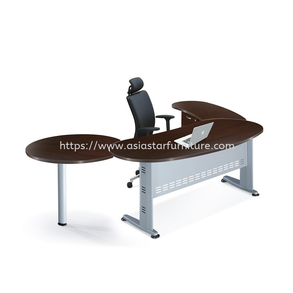QAMAR EXECUTIVE OFFICE TABLE OVAL SHAPE WITH SIDE CONNECTION & FIXED PEDESTAL 4D SET AQMB-33