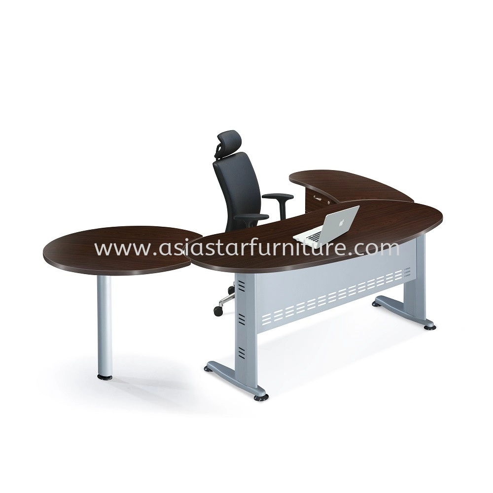 QAMAR EXECUTIVE OFFICE TABLE OVAL SHAPE WITH SIDE CONNECTION & FIXED PEDESTAL 4D SET AQMB-33