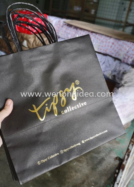 Black Kraft Paper Bag with Gold Hot Stamping  Packaging Design Johor Bahru (JB), Malaysia, Ulu Tiram Supplier, Suppliers, Supply, Supplies | Wen One Idea Enterprise