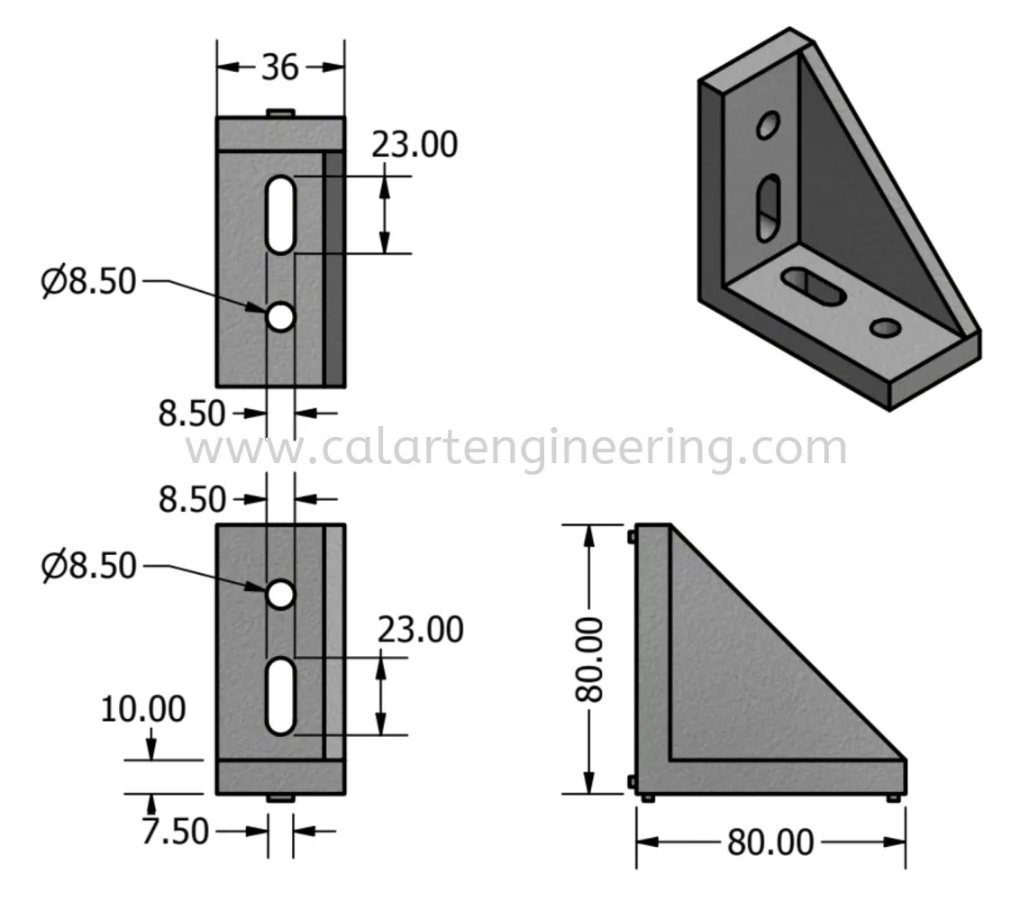 L Angle Gussett Element 40x80