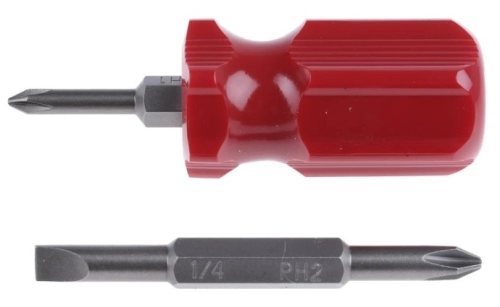 241-7769 - RS PRO Flat, Phillips Stubby Screwdriver 1/4 3/16 PH1 PH2 in Tip
