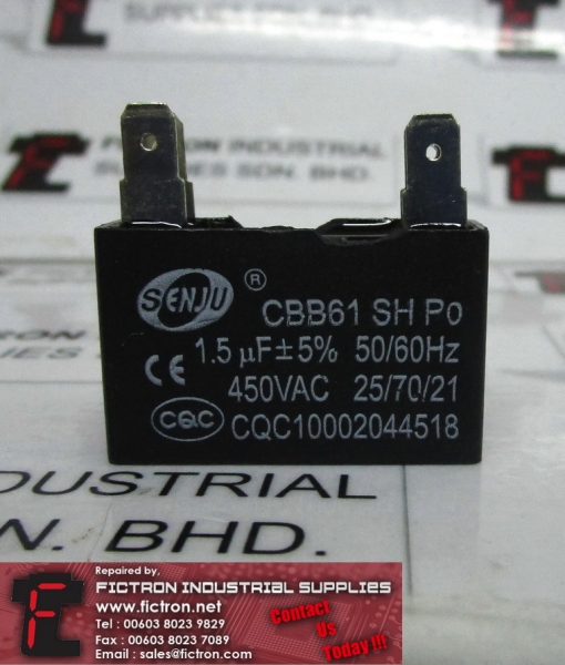 CBB61 SENJU AC Motor Fan Capacitor Supply Malaysia Singapore Indonesia USA Thailand SENJU  Selangor, Malaysia, Penang, Kuala Lumpur (KL), Subang Jaya, Singapore Supplier, Suppliers, Supply, Supplies | Fictron Industrial Supplies Sdn Bhd