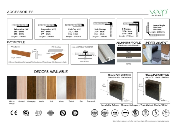 Accessories 4mm Stone Plastic Composite (SPC) Flooring  Veep Vinyl Tile & SPC Floor Melaka, Malaysia Professional Flooring Services | GREENWOOD MARKETING