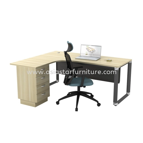 PYRAMID 6 FEET L-SHAPE OFFICE TABLE WITH FIXED PEDESTAL 4D