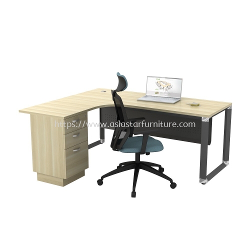 PYRAMID 5 FEET L-SHAPE WRITING TABLE WITH FIXED PEDESTAL 3D